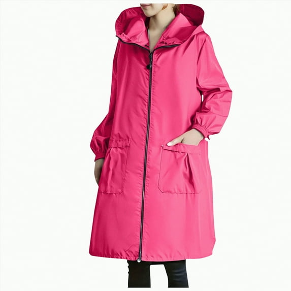 Godom Women Waterproof Raincoat Long Hooded Windbreaker Trench Jacket Plus Size Zipper Jacket Rain Jackets 2025