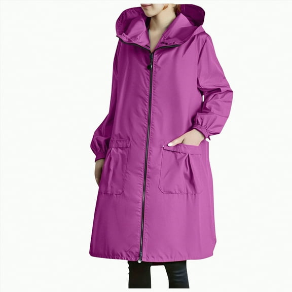 Godom Women Waterproof Raincoat Long Hooded Windbreaker Trench Jacket Plus Size Zipper Jacket Rain Jackets 2025