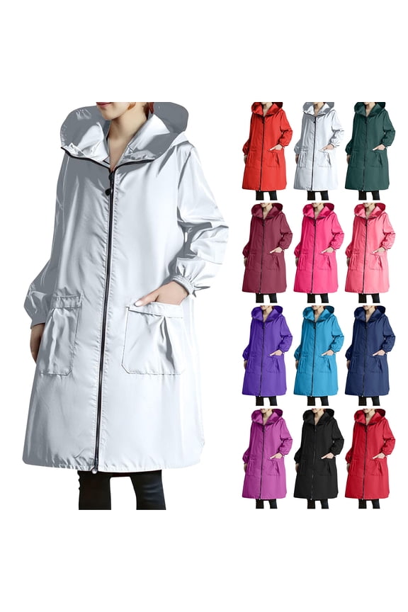 Women Waterproof Raincoat Long Hooded Windbreaker Trench Jacket Plus Size Zipper Jacket Rain Jackets 2025