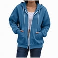 thumbnail image 1 of Godom Women's Drawstring Zip Up Cute Hoodies Fall Jacket Oversized Casual Solid Color Sweatshirts with Pocket, 1 of 5