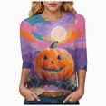 thumbnail image 1 of Godom Women's Funny Halloween Tee Pumpkin Graphic T Shirts Shirt 3/4 Sleeve Shirt Tops, 1 of 6