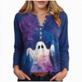 thumbnail image 1 of Godom Women's Halloween Pumpkin T-Shirt Funny Long Sleeve Pullover Tops for Ladies, 1 of 7