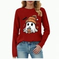 thumbnail image 1 of Godom Women's Halloween Tunic Tops Casual Long Sleeve Shirts Round Neck Pullover Ghost Pattern T Shirt, 1 of 4