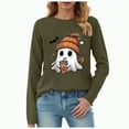 thumbnail image 1 of Godom Women's Halloween Tunic Tops Casual Long Sleeve Shirts Round Neck Pullover Ghost Pattern T Shirt, 1 of 4