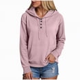 thumbnail image 1 of Godom Women's Hoodies Casual Long Sleeve Half Button Drop Shoulder Pullover Tops Loose Drawstring Hooded Sweatshirt, 1 of 7