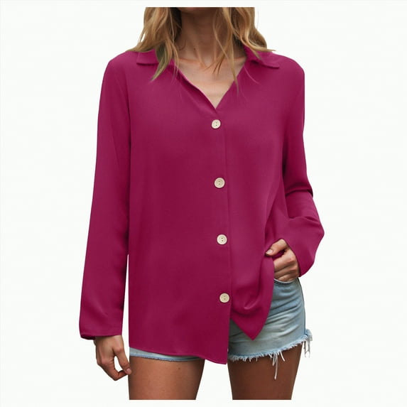 Godom Women's Long Sleeve Button Down Shirts -Free Office Work Blouse