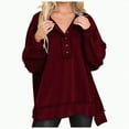 thumbnail image 1 of Godom Women's Oversized Sweatshirt Casual Long Sleeve Button Neck Pullover Sweatshirts for Women Light Patchwork Shirts, 1 of 5