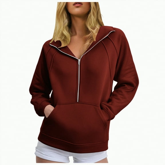 Godom Women's Sweatshirt Quarter-Zip V Neck Fleece Pullover Hoodie 2025 Winter Clothes
