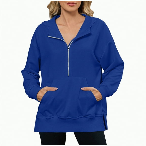 Godom Women's Sweatshirt Quarter-Zip V Neck Fleece Pullover Hoodie Oversized Hoodies