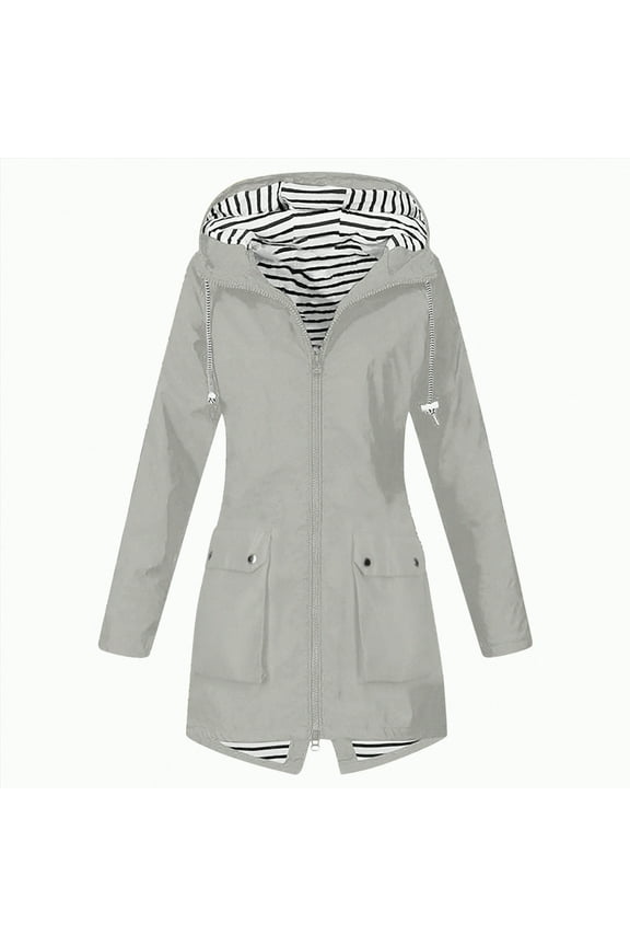 Women's Waterproof Rain Jacket Lightweight Waterproof Lightweight Outdoor Hiking Travel Camp Full Zip Long Hooded Trench