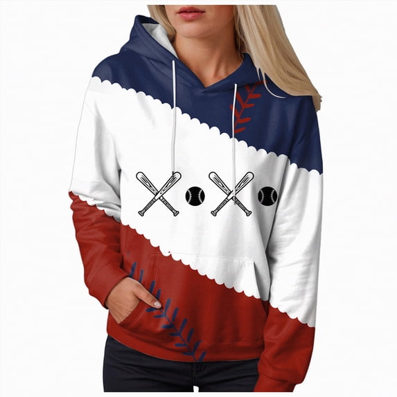 Godom Womens Baseball Hoodie Baseball Sweatshirts Long Sleeve Tops Lightweight Hoodie