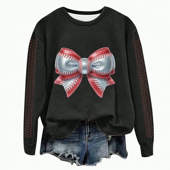 Godom Womens Baseball Sweatshirt Long Sleeve Casual Athletic Loose Pullover Sweatshirts