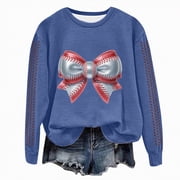 Godom Womens Baseball Sweatshirt Long Sleeve Casual Athletic Loose Pullover Sweatshirts