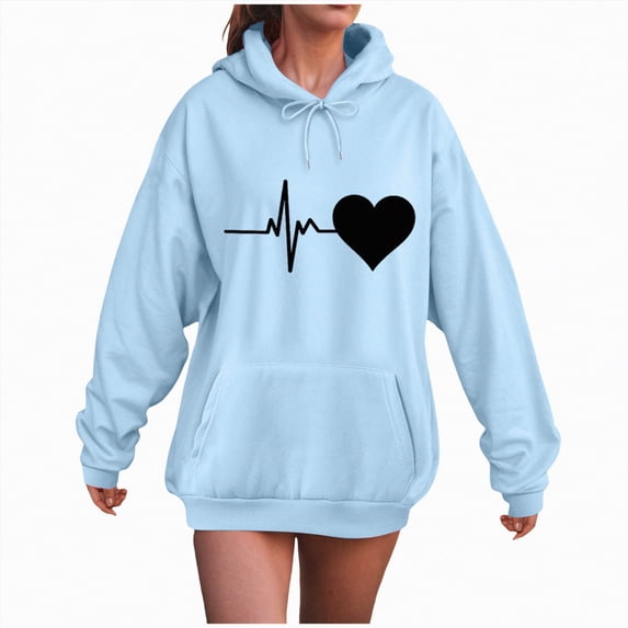 Godom Womens Graphic Hoodies Drawstring Long Sleeve Sweatshirt with Pocket Pullover