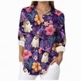 thumbnail image 1 of Godom Womens Halloween Shirt Cute Ghosts Print Button Down Shirts Long Sleeve Loose Fit Blouses Tops, 1 of 5
