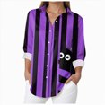 thumbnail image 1 of Godom Womens Halloween Shirt Cute Graphic Tee Long Sleeve Button Up Tops, 1 of 5