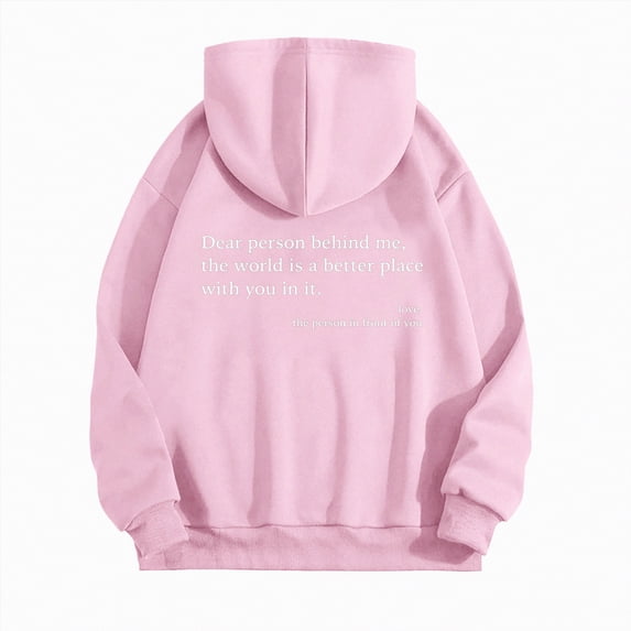 Godom Womens Hoodies Letter Print Oversized Sweatshirts Fall Fashion 2025 Long Sleeve Solid Color Hoode Sweatshirt with Pockets