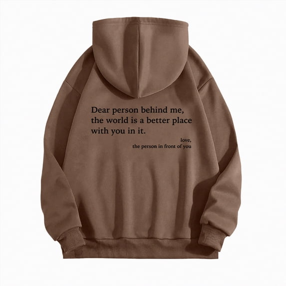 Godom Womens Hoodies Letter Print Oversized Sweatshirts Fall Fashion 2025 Long Sleeve Solid Color Hoode Sweatshirt with Pockets