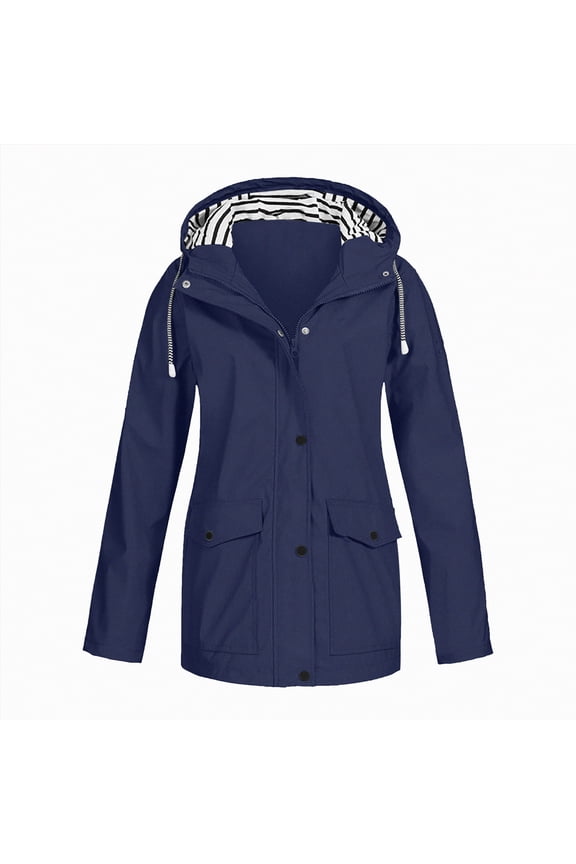 Womens Plus Size Coats & Jackets Fall Autumn Winter Coats Solid Rain Outdoor Waterproof Hooded Windproof Womens Tops