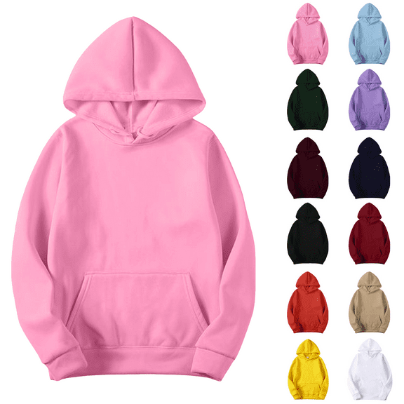 Godom Womens Solid Hoodies Fall Fashion Casual Long Sleeve Hooded Sweatshirts Loose Comfy Trendy Pullover Tops with Pockets