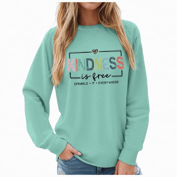 Godom Womens Sweatshirt Crewneck Long Sleeve Shirts Loose Fit Letter Print Tops Fall Fashion
