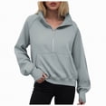 thumbnail image 1 of Godom Womens Sweatshirt Cropped Fleece Sweatshirts 2025 Fall Fashion Quarter Zip Pullover Long Sleeve Tops Winter Clothes, 1 of 6