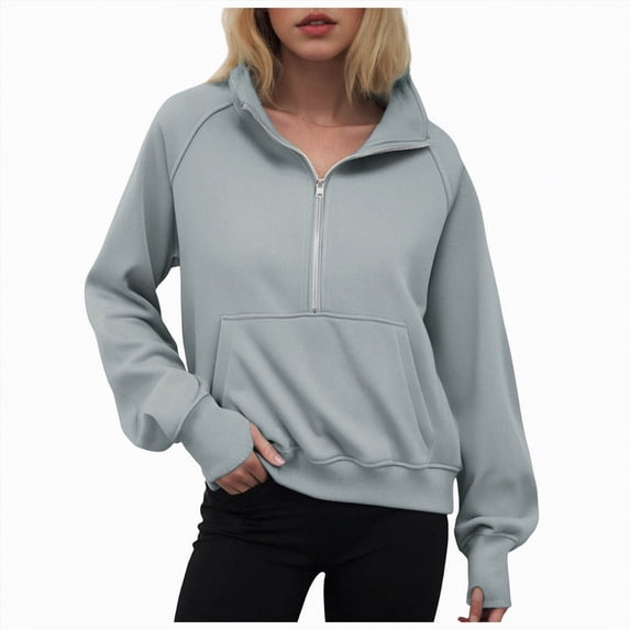 Godom Womens Sweatshirt Cropped Fleece Sweatshirts 2025 Fall Fashion Quarter Zip Pullover Long Sleeve Tops Winter Clothes