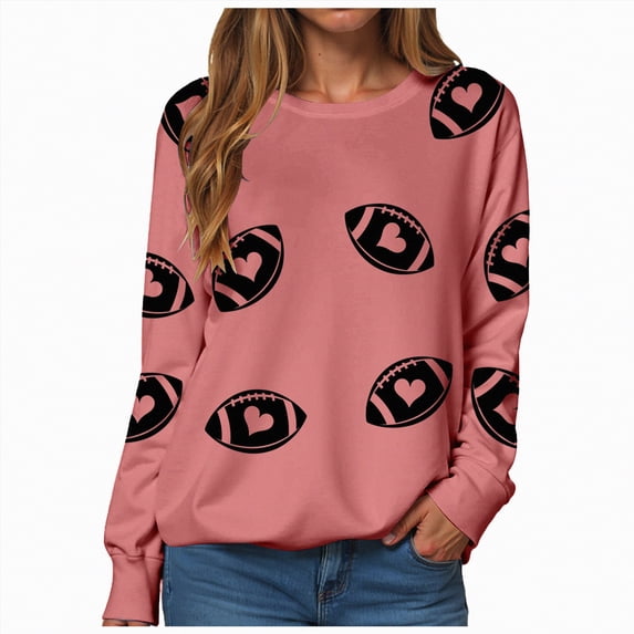 Godom Womens Sweatshirts Crewneck Rugby Printed Long Sleeve Tops Oversized Pullover Sweatshirt for Women