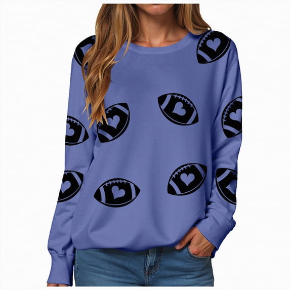 Godom Womens Sweatshirts Crewneck Rugby Printed Long Sleeve Tops Oversized Pullover Sweatshirt for Women