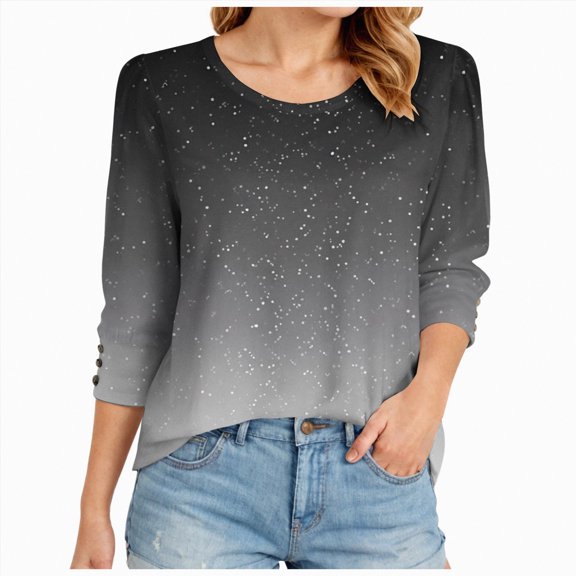 Godom Womens Tops 3/4 Sleeve with Buttons Dressy Casual Blouses Summer Outfits Beach Vacation Plus Size Spring Clothes