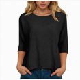 thumbnail image 1 of Godom Womens Tops Casual 3/4 Sleeve Crew Neck Shirts Loose Fit Tunic Blouses, 1 of 7