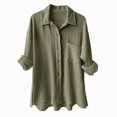 thumbnail image 1 of Godom Womens V Neck Long Sleeve Button Down Blouses Tops Oversize Leisure Shirt, 1 of 6