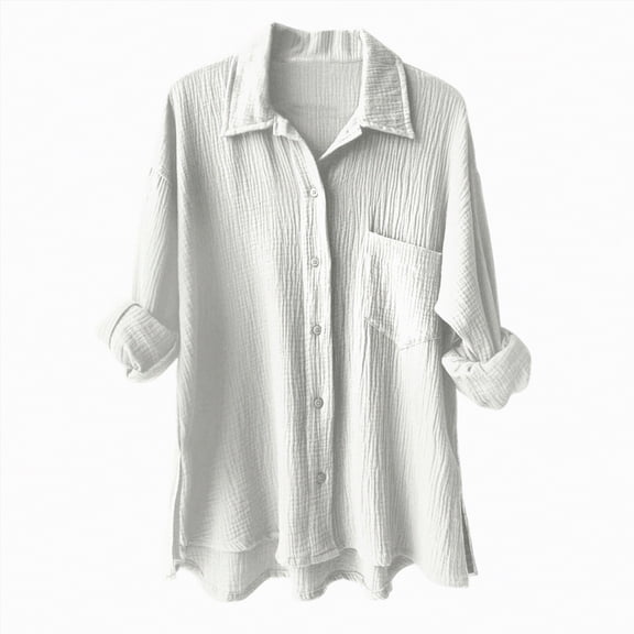 Godom Womens V Neck Long Sleeve Button Down Blouses Tops Oversize Leisure Shirt