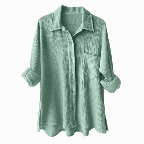 Godom Womens V Neck Long Sleeve Button Down Blouses Tops Oversize Leisure Shirt