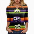 thumbnail image 1 of Godom Womens V-Neck T-Shirt Halloween Graphic Tees Tops 3/4 Long Sleeve Casual T Shirts, 1 of 5