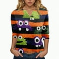 thumbnail image 1 of Godom Womens V-Neck T-Shirt Halloween Graphic Tees Tops 3/4 Long Sleeve Casual T Shirts, 1 of 5