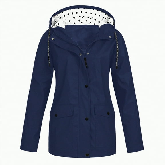 Godom Womens Waterproof Rain Jacket with Hood Women Solid Rain Jacket Outdoor Plus Size Hooded Raincoat Windproof