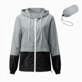 thumbnail image 1 of Godom Womens Waterproof Raincoat Lightweight Color Block Jackets Windproof Hooded Jacket with Pockets, 1 of 5