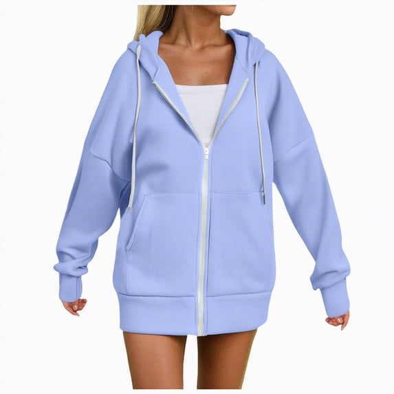 Godom Zip Up Hoodies Oversized Fall Sweatshirts 2025 Drawstring Zipper Hoodie Casual Loose Fit Long Sleeve Sweatshirt