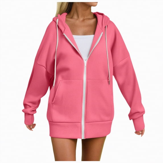 Godom Zip Up Hoodies Oversized Fall Sweatshirts 2025 Drawstring Zipper Hoodie Casual Loose Fit Long Sleeve Sweatshirt
