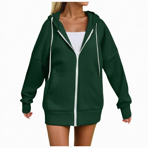 Godom Zip Up Hoodies Oversized Fall Sweatshirts 2025 Drawstring Zipper Hoodie Casual Loose Fit Long Sleeve Sweatshirt