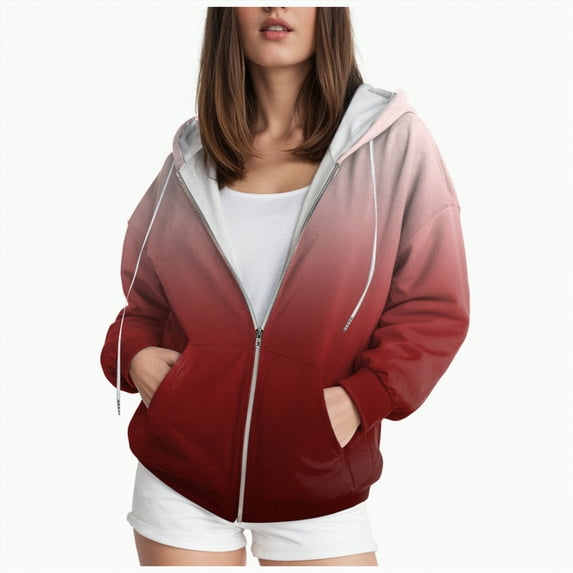 Godom Zip up Womens Hoodies Zipper Jacket Plus Size Womens Sweatshirts Hoodies Casual Crew Neck Long Sleeve Plain Athletic Jacket Women