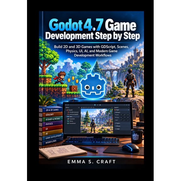Godot 4.7 Game Development Step by Step: Build 2D and 3D Games with GDScript, Scenes, Physics, UI, AI, and Modern Game D, (Paperback)