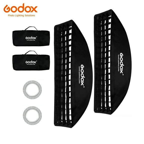 Godox 12"x 47"/30x120cm Softbox Reflector Modifier with Honeycomb Grid Bowens Mount Speedring for Godox 2Pcs