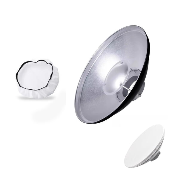 Godox 16.5inch/42cm Silver Beauty Dish Bowens Mount Reflector with White Diffuser, Light Modifier for Bowens Mount Studio Strobe Flash Light Monolight for Godox SK400II, AD600Pro, AD600BM, MS300