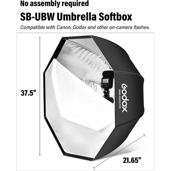 Godox 37" / 95cm Umbrella Octagon Softbox Reflector with Grid and Carrying Bag