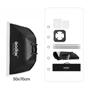 Godox 50x70cm / 20"x28" Softbox with Bowens Mount, Diffuser Modifier Accessory for Studio Flash/Continuous Light, Suitable for Portrait & Product Photography