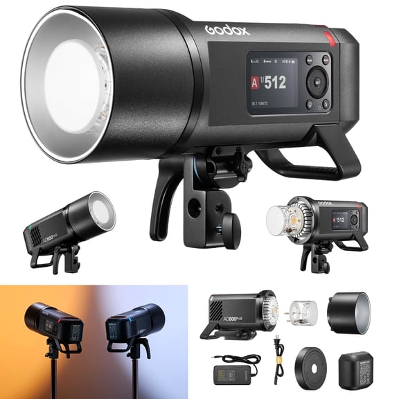 Godox AD600 Pro II Outdoor Flash Strobe, 600Ws 1/8000s HSS, 0.01-0.9s Recycle, 360 Full-Power Flashes, 2.4G Wireless TTL, TFT Screen