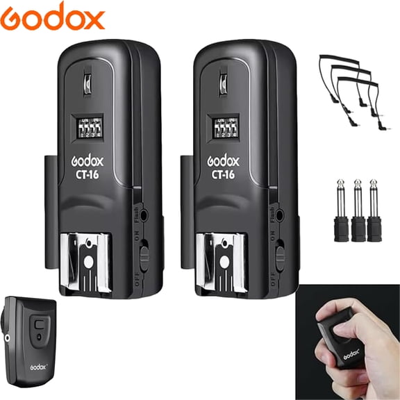 Godox CT-16 Wireless Radio Flash Trigger Receiver Kit,16 Channel 433MHz Wireless Flash Trigger Kit ,Fit Compatible for Canon Nikon Pentax DSLR Camera Studio 3 in 1 Flash Transmitter and Receiver