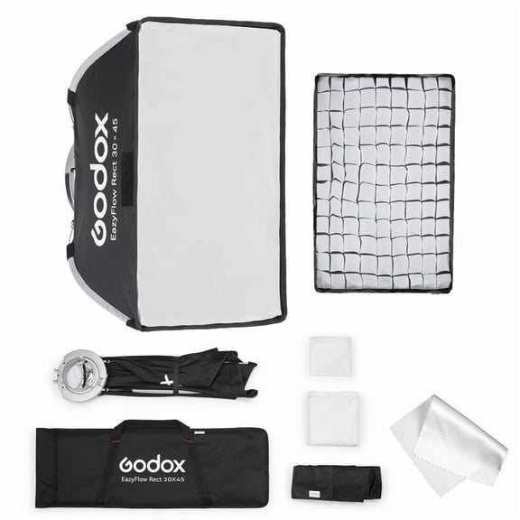 Godox EazyFlow Rect 30×45 30x45cm / 11.8 x 17.7" Foldable Rectangular Softbox with Grid and Bowens Mount Speed Ring